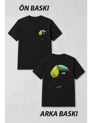 Zoka Wear Tukan Kusu 777 Sayi Sekansli Toucan Bird Ön ve Sırt Baskılı Tişört