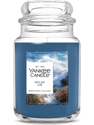 Yankee Candle Ocean Air Büyük Kavanoz Mum (623,7 Gr) – Ferah Deniz Esintisi, Beyaz Çiçekler ve Sedir Ağacı Kokulu Dekoratif Mum