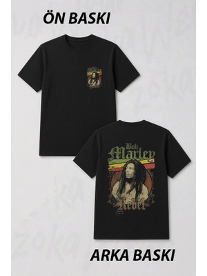 Zoka Wear Rebel Bob Marley Ön ve Sırt Baskılı Tişört