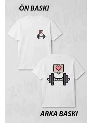 Zoka Wear Gym Fitness Spor Love Ask Ön ve Sırt Baskılı Tişört