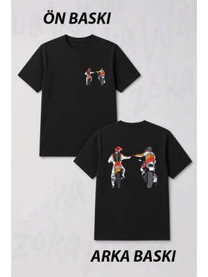 Zoka Wear Motosiklet Tutkunlari Tasarim Ön ve Sırt Baskılı Tişört