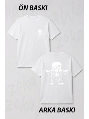 Zoka Wear Sans Undertale Ön ve Sırt Baskılı Tişört