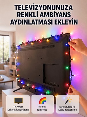 Dolozena 8 Modlu LED Işık Zinciri Iç Mekan Dekoratif Aydınlatma Yeni Nesil