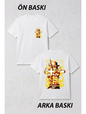 Zoka Wear One Piece Portgas D Ace Anim Ön ve Sırt Baskılı Tişört