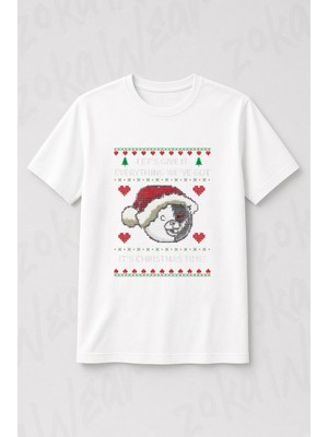 Zoka Wear Monokuma Ugly Christmas Sweater - Dangan Baskılı Tişört