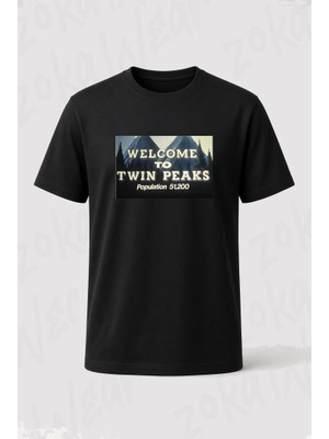 Zoka Wear Twin Peaks Welcome To Twin Peaks Population 51 201 Sign Baskılı Tişört