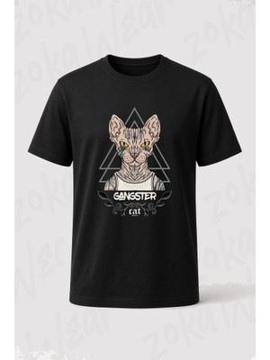 Zoka Wear Sfenks Kedi Tasarim Baskılı Tişört