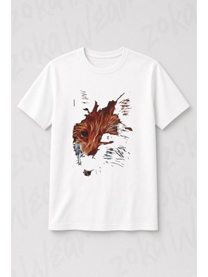 Zoka Wear Tilki Siyah Unisex Tisort Baskılı Tişört