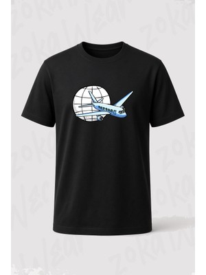 Zoka Wear Ucak Baskili Kisa Baskılı Tişört