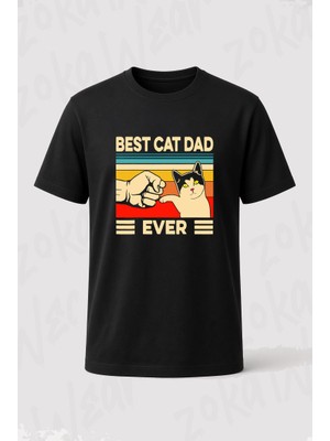 Zoka Wear Vintage Best Cat Dad Ever Baskılı Tişört