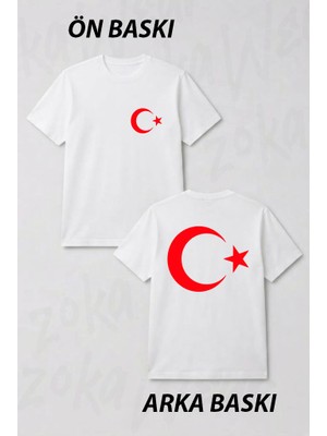 Zoka Wear Turk Bayrakli Ön ve Sırt Baskılı Tişört