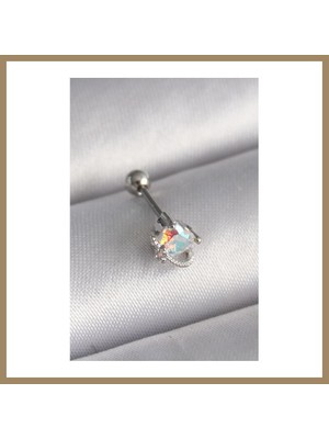 Bezos 316L Çelik Gümüş Renk Zirkon Taşlı Kalp Tragus Piercing 22