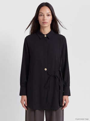 LC Waikiki Lcw Everyday Siyah Armürlü Kadın Gömlek Tunik