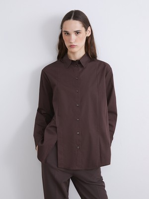 LC Waikiki Lcw Modest Kahverengi Oversize Poplin Kadın Gömlek Tunik