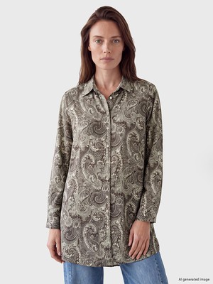 LC Waikiki Lcw Grace Haki Desenli Kadın Gömlek Tunik