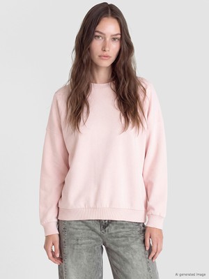 LC Waikiki Lcw Modest Pembe Bisiklet Yaka Kadın Sweatshirt Tunik