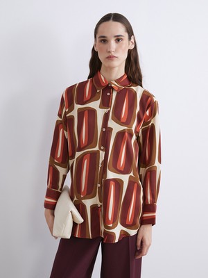 LC Waikiki Lcw Modest Turuncu Desenli Saten Kadın Gömlek Tunik