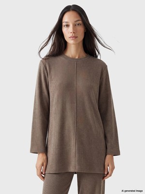 LC Waikiki Lc Waıkıkı Gri Bisiklet Yaka Oversize Kadın Tunik