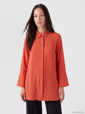 LC Waikiki Lcw Everyday Kırmızı Modal Karışımlı Kadın Gömlek Tunik