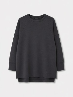 LC Waikiki Lcw Modest Antrasit Soft Touch Kadın Sweatshirt Tunik