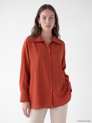 LC Waikiki Lcw Modest Turuncu Modal Karışımlı Kadın Gömlek Tunik