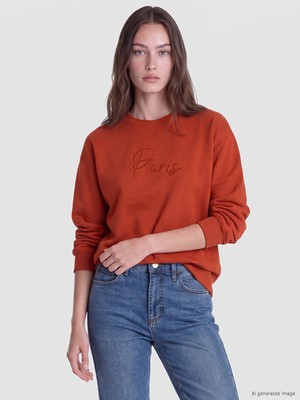 LC Waikiki Lcw Modest Turuncu Oversize Kadın Kalın Sweatshirt Tunik