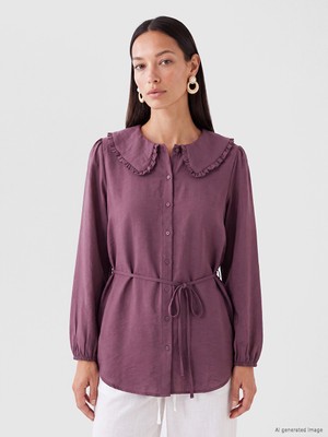 LC Waikiki Lcw Everyday Mürdüm Bebe Yaka Modal Karışımlı Kadın Gömlek Tunik