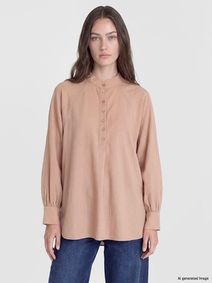 LC Waikiki Lcw Modest Pembe Hakim Yaka Kadın Gömlek Tunik