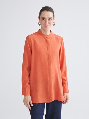 LC Waikiki Lcwaıkıkı Classic Turuncu Oversize Modal Karışımlı Kadın Gömlek Tunik