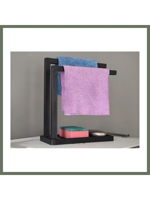 Bezos 3D Baskı Havluluk ve Sabunluk Organizer - Lavabo Üstü Çok Amaçlı Düzenleyici-Siyah Bezos1