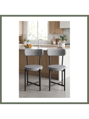 Bezos Sandalye 2 Adet Keten Kumaş Metal Ayak Modern Mutfak Sandalyesi Cafe Balkon Ofis Teddy 9812 Gri Bezos1