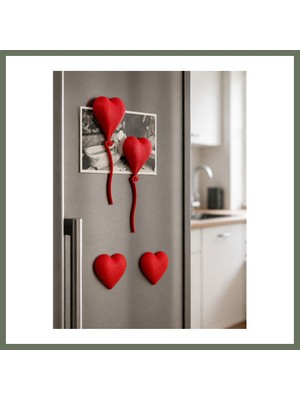 Bezos 3D Baskı 4lü Kalp Balon Magnet Seti - Dekoratif Buzdolabı Magneti, Fotoğraf ve Not Tutucu Bezos1