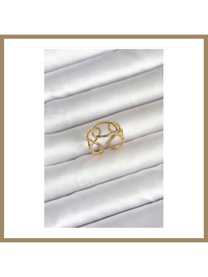 Bezos 316L Çelik Gold Renk Zincir Model Kadın Yüzük 22