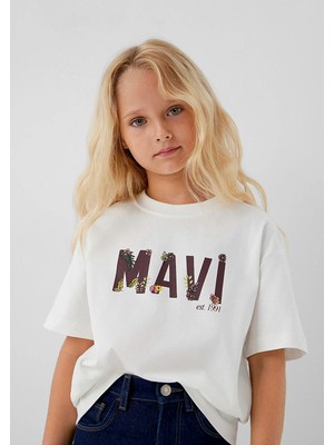 Mavi Mavi Logo Baskılı Ekru Tişört 7610484-80194