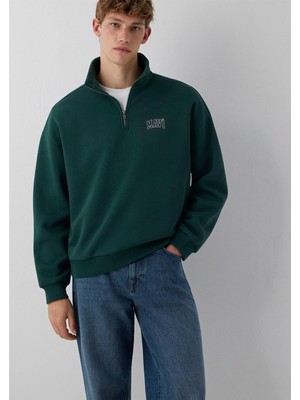 Mavi Mavi Logo Baskılı Yarı Fermuarlı Yeşil Sweatshirt 0S10208-85173