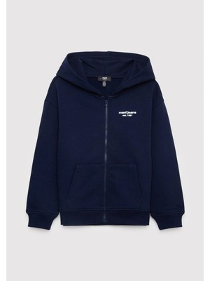 Mavi Kapüşonlu Fermuarlı Lacivert Sweatshirt 6S10203-84371