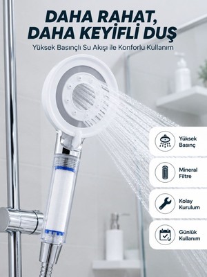 Hace Bazaar Yüksek Basınçlı Filtreli Duş Başlığı Mineral Filtreli Su Tasarruflu El Duşu