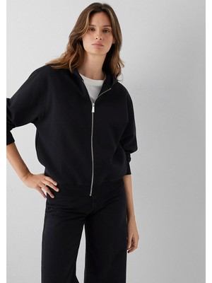 Mavi Kapüşonlu Fermuarlı Siyah Sweatshirt 1S10569-900