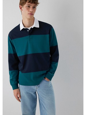 Mavi Blok Renkli Polo Sweatshirt 0S10615-90366