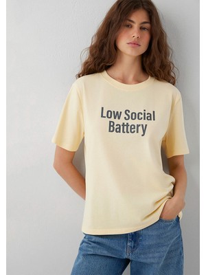 Mavi Low Social Battery Baskılı Tişört 1614146-70027