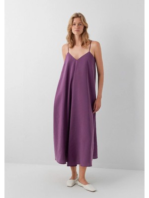 Mavi (Tencel™) Modal Karışımlı Askılı Mor Elbise 1310949-70666