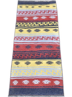 Kilim Antik Bukleli Pamuklu Kilim 1940 - Vintage - Çok Renkli