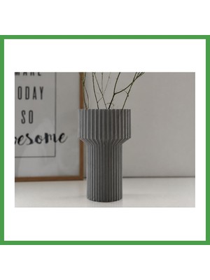Soi Home 3D Baskı Modern Dekoratif Çiçek Vazosu - Minimal Silindir Tasarımlı Masaüstü Vazo, Ev ve Ofis Dekoru-Gri Soı