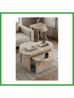 Soi Home Setro Orta Zigon Sehpa Seti Ekru 100X50 Soı