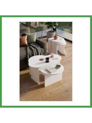 Soi Home Setro Orta Zigon Sehpa Seti Beyaz 100X50 Soı