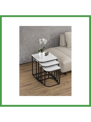 Soi Home Damla Zigon Sehpa Beyaz 3'lü Soı