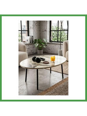 Soi Home Metal Ayak Oval Orta Sehpa Efes Beyaz Soı