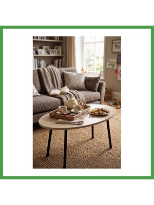 Soi Home Metal Ayak Oval Orta Sehpa Krem Soı