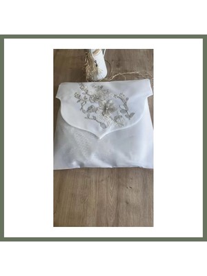 Bezos Fransız Güpürlü Zarf Bohça Nişan Söz Saten Bohça Lüks 3 Boyutlu Çeyizlik Bohça 50X50 cm 1 Adet Bezos1