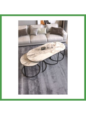 Soi Home Dolunay Sehpa Seti Efes Beyaz 3'lü Soı